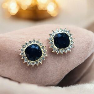Elegant Gold and Black Stud Earrings